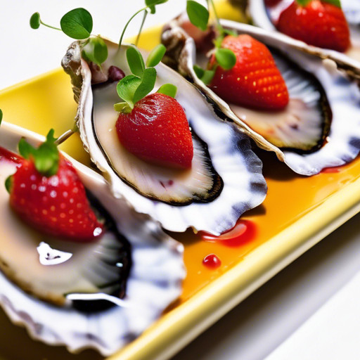 Homemade dish Oysters with strawberries 94019